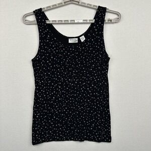 Chico's‎ Travelers Size 2 Tank Top Women's Black Polka Dot
